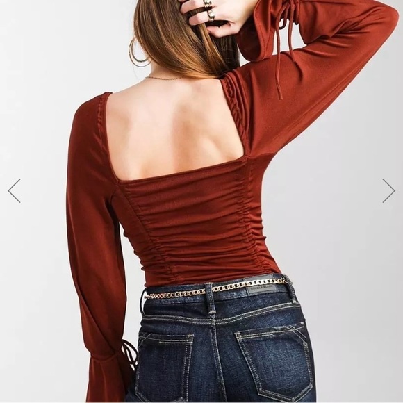 Free People Meant To Be Ruched Square Neck Bodysuit - Picture 2 of 8